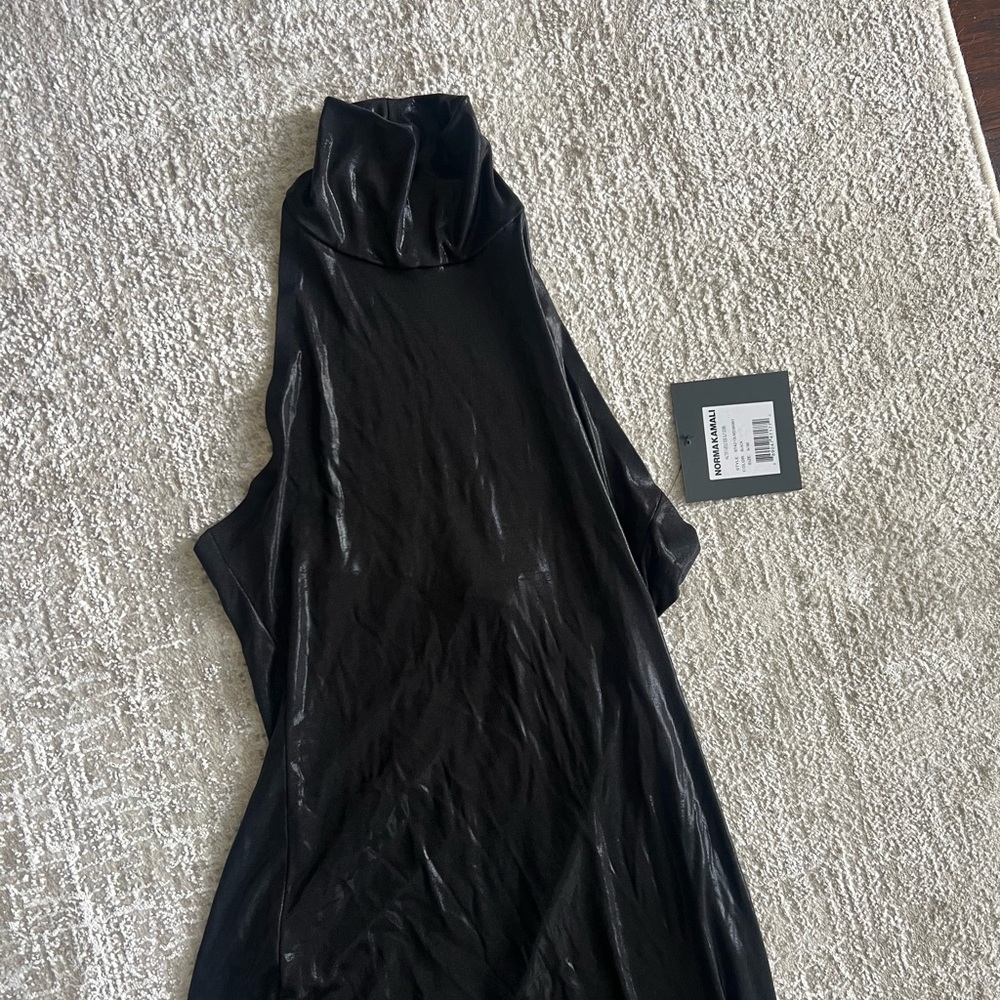 Norma Kamali Halter Turtle Side Slit Gown in Black - Picture 4 of 4